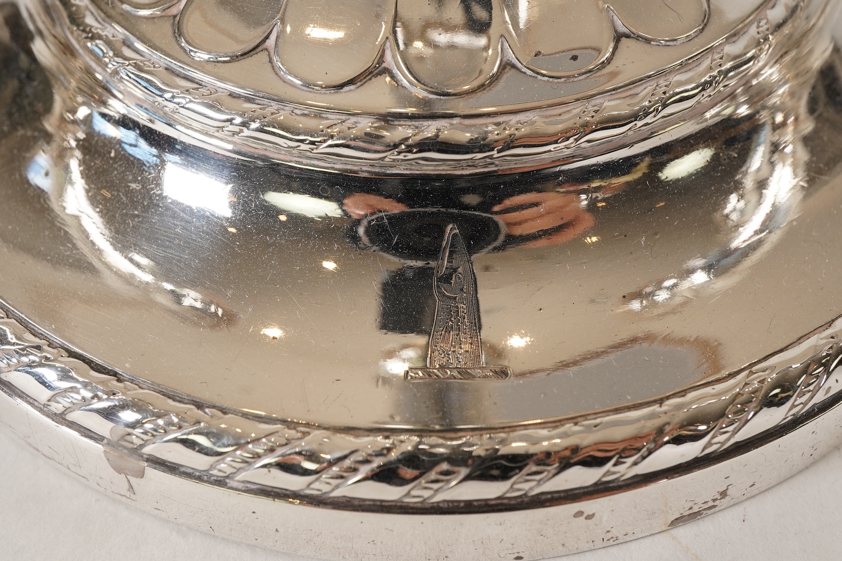 A set of four George III silver candlesticks, by John Green, Roberts, Mosley & Co